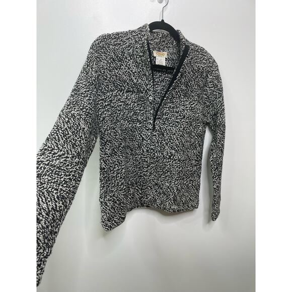 Talbot's Wool Blend Black White Zip Up Knit Cardigan Sweater Mock Turtleneck‎ S - Picture 4 of 11